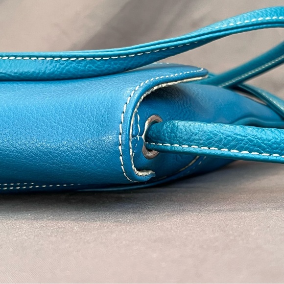 Tignanello TURQUOISE BLUE TEAL Small Pebble Leather Crossbody Flap Bag ~EUC - Picture 8 of 14